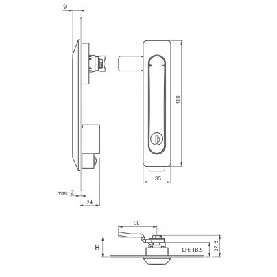 Замок ригельный Essentra (Mesan) 108-1F-1F-DD-CC