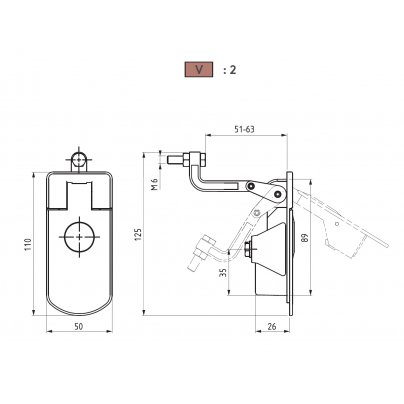 Замок прижимной Essentra (Mesan) 377-2-F-DD