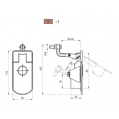 Замок прижимной Essentra (Mesan) 377-1-F-DD