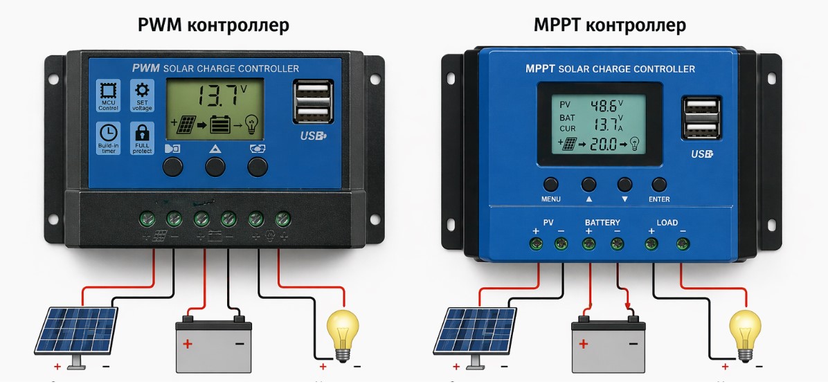 Сравнение контроллеров PWM и MPPT для солнечных батарей